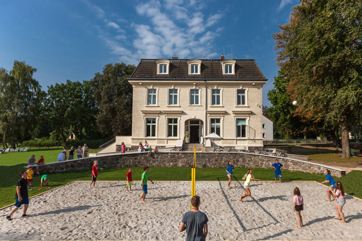 Beach volleyball at our front door